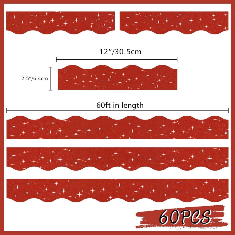 Aurtho 60FT Shine Scalloped Bulletin Board Border- Red Bulletin Board Border, Shiny Red Trim Decorative Roll for Classroom, School, Office, Home - Image 3